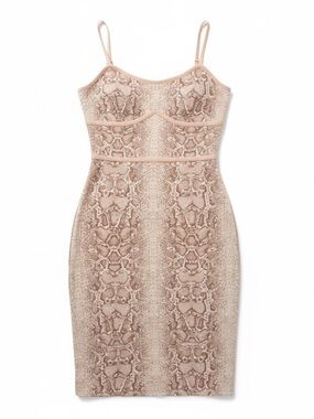 BCBGMaxAzria Blush Snake-Print Midi Dress